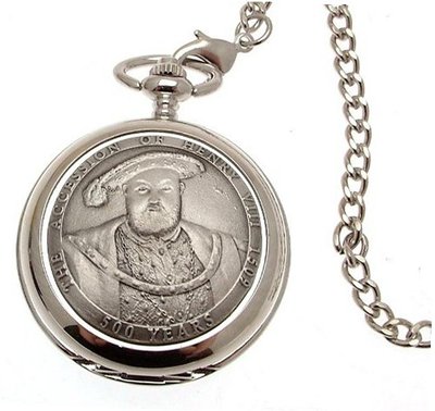uAEW Solid pewter fronted quartz pocket - Henry VIII design 11 