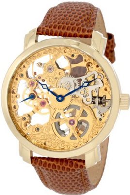 Akribos XXIV AK406YG "Bravura Davinci" Mechanical Gold-Tone Stainless Steel and Leather