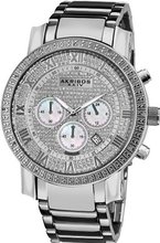 Akribos XXIV AK439SS Grandiose Diamond Quartz Chronograph Silver Dial