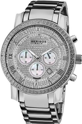Akribos XXIV AK439SS Grandiose Diamond Quartz Chronograph Silver Dial