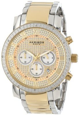 Akribos XXIV AK439TT Grandiose Diamond Quartz Chronograph Gold Dial