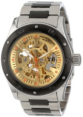 Akribos XXIV AK477TTB Premier Skeleton Automatic Black Two-Tone Stainless Steel Bracelet