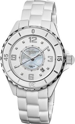 Akribos XXIV AK484WT-N Ceramic Quartz Date Diamond