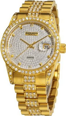 Akribos XXIV AK486YG Diamond Quartz Gold-Tone Stainless Steel Bracelet