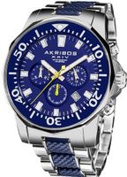 Akribos XXIV AK561BU Conqueror Blue and Silver Stainless Steel Divers Chronograph