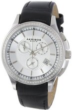 Akribos XXIV AK615SS Grandiose Crystal Swiss Chronograph Stainless Steel Black Leather Strap