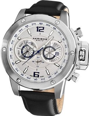 Akribos XXIV AKR469WT Conqueror Multifunction Stainless Steel Swiss Quartz Strap