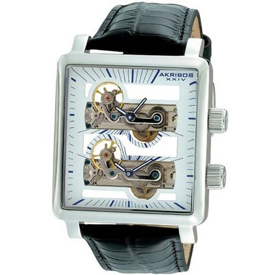 Akribos XXIV AKR482SS Duel Time Mechanical Skelton