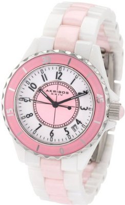 Akribos XXIV AKR485PKW Allura Pink and White Ceramic