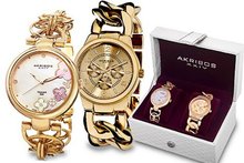 Akribos XXIV Yellow Gold Tone Ladies Set AK677YG