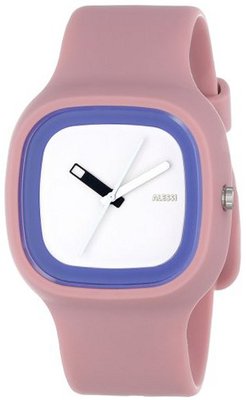 Alessi AL10023 Kaj Polyurethane Pink Dial White and Blue Designed by Karim Rashid