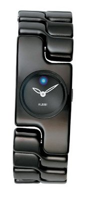 Alessi Mariposa Black Ion Plated Bracelet and Black Dial