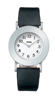 Alessi Unisex AL4000 Memento Black Leather Strap