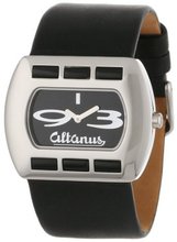Altanus Geneve 16078B-04 Chic Horizontal Stainless Steel Quartz Black Napa Leather Decorated Agate Stones