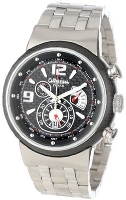 Altanus Geneve 7907B-02-red Fiber Chronograph Carbon Fiber Case Stainless Steel Bracelet