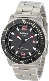 Altanus Geneve 7911-01 Diver Stainless Steel Combo Leather Strap and Metal Bracelet