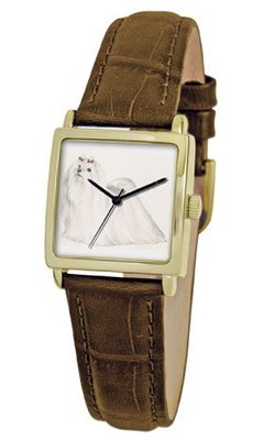 American Kennel Club D1732S011 Maltese Gold-Tone Brown Leather