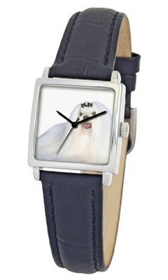 American Kennel Club D1758S010 Maltese Silver-Tone Black Leather