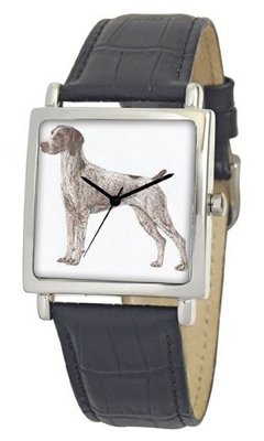 American Kennel Club D1779S015 German Shorthaired Pointer Silver-Tone Black Leather