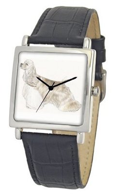 American Kennel Club D1784S015 Cocker Spaniel Silver-Tone Black Leather