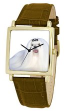 American Kennel Club D1808S012 Maltese Gold-Tone Brown Leather