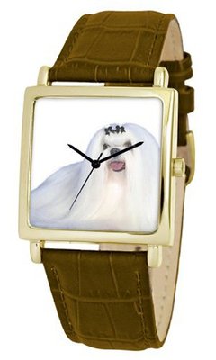 American Kennel Club D1808S012 Maltese Gold-Tone Brown Leather