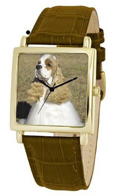 American Kennel Club D1809S012 Cocker Spaniel Gold-Tone Brown Leather