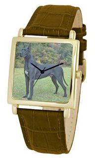American Kennel Club D1810S012 Great Dane Gold-Tone Brown Leather