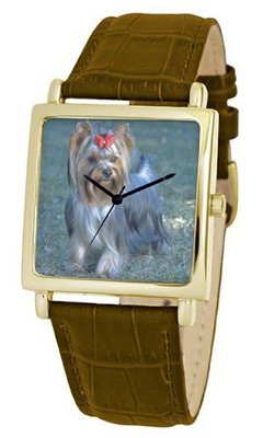 American Kennel Club D1815S012 Yorkshire Terrier Gold-Tone Brown Leather