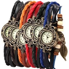 6 Pcs Lot Wholesale Vintage Wrap Around Bead Leaf Bracelet Quartz LOTW047