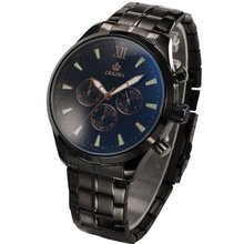 AMPM24 30min Chronograph 24 Hours Black Steel Band Quartz Sport Wrist ORK184