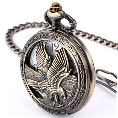 AMPM24 Antique Ladies Hollow Copper Eagle Pendant Quartz Pocket FOB WPK107