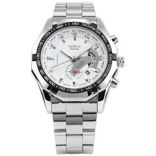 AMPM24 Automatic Mechanical White Dial Date Silver Steel Band Wrist PMW104