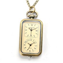 AMPM24 Brass Yellow Oblong Pendant Pocket  Lady Necklace Quartz Chain