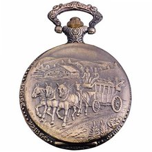 AMPM24 Copper Wagon Pattern Quartz Pocket Chain WPK010