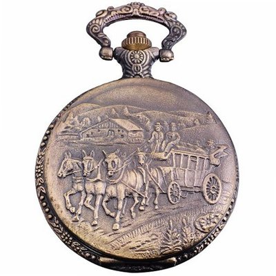 AMPM24 Copper Wagon Pattern Quartz Pocket Chain WPK010