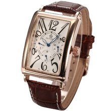 AMPM24 Elegant Japanese Movement Day Date 24Hours Leather Band Quartz Wrist