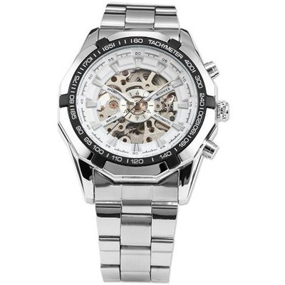 AMPM24 Fashion Stainless Steel Skeleton White Automatic Mechanical Wrist PMW102