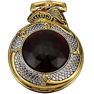 AMPM24 Golden Dragon Dangle Pendant Pocket Quartz + Gift Chain