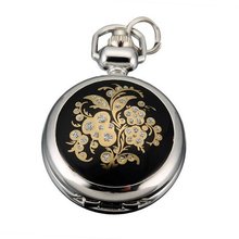 AMPM24  Lady Clear Crystal Flower Dangle Pendant Pocket Quartz + Chain WPK065