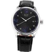 AMPM24 Luxury Automatic Self-Winding Mechanical Black Dial Dress Wrist PMW155