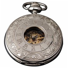 AMPM24 New Unique Silver Skeleton Mechanical  Pocket WPK019
