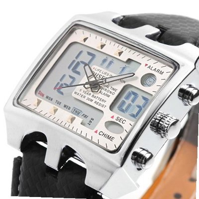 AMPM24 Oshen Silver LCD Analog Digital Sport Quartz OHS034