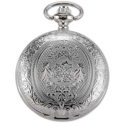 AMPM24 Silver Flower Leaf Dangle Pendant Pocket Chain Quartz Gift for   WPK093