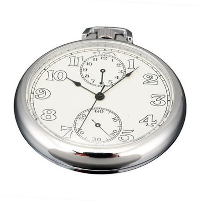 AMPM24  Silver Tone White Dial Pendant Pocket Quartz Gift + Chain WPK055