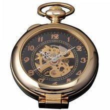 AMPM24 Unique Golden Magnifier Skeleton Mechanical Pocket Chain Gift WPK022