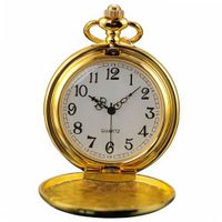 AMPM24 Vintage Golden  Ladies Quartz Pendent Pocket Clock Chain Gift WPK028