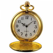 AMPM24 Vintage Golden  Ladies Quartz Pendent Pocket Clock Chain Gift WPK028