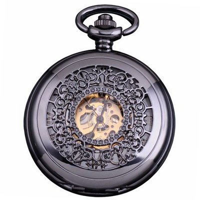 AMPM24 Vintage Mechanical Skeleton Pocket Dark Silver WPK016