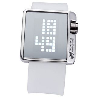 AMPM24 White LED Digital  Mirror Date Year Jelly Silicone Sport Wrist LED068